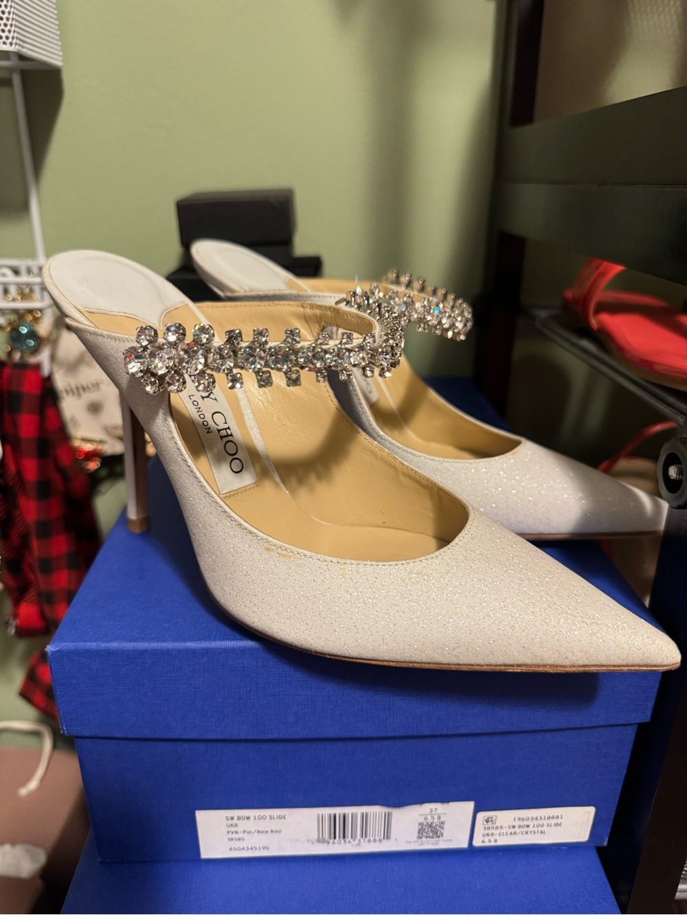 Jimmy Choo Ivory Crystal-Embellished Wedding Bridal Heels Bing 100 size 6 (36)